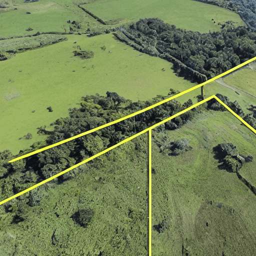 A survey overview that shows property lines on a piece of land for sale
