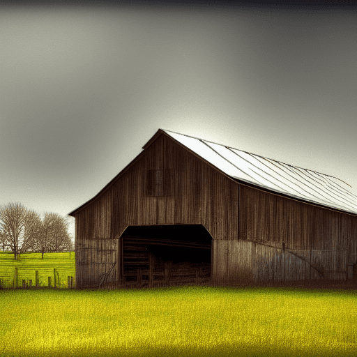 A barn on a piece of land for sale